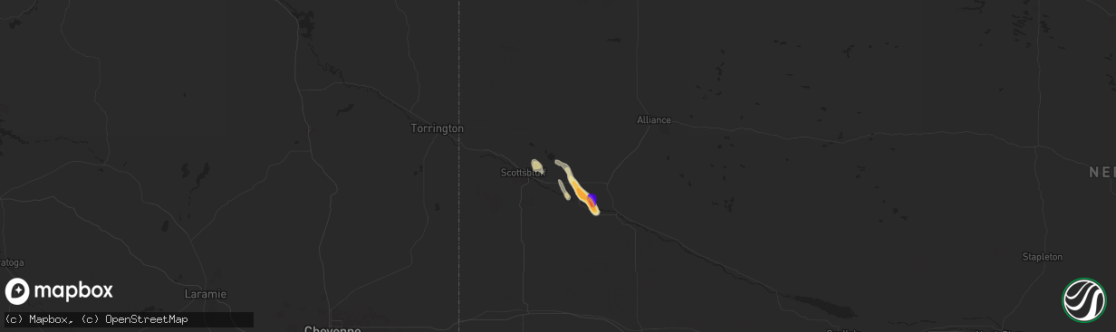 Hail map in Minatare, NE on July 20, 2024