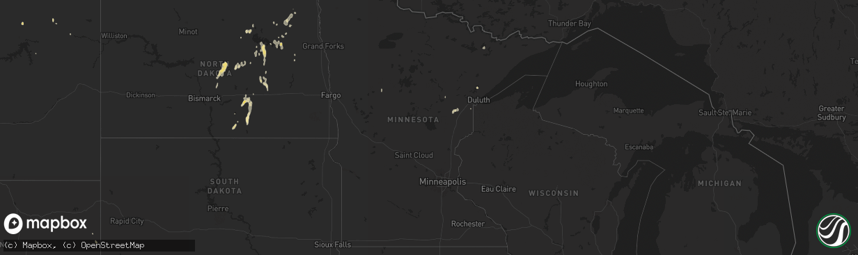 Hail map in Minnesota on July 20, 2024