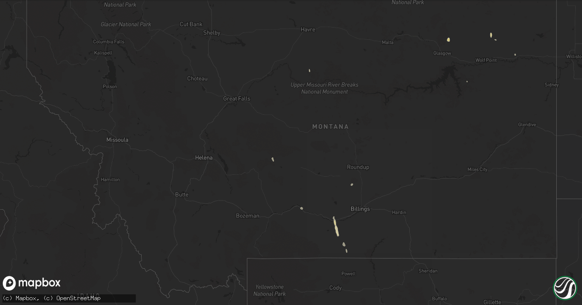 Hail map in Montana on July 20, 2024