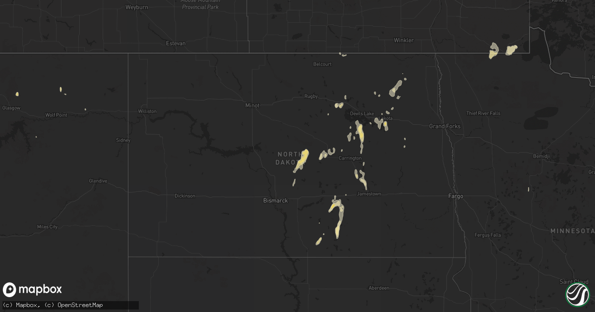 Hail map in North Dakota on July 20, 2024