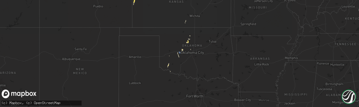 Hail map in Oklahoma on July 20, 2024