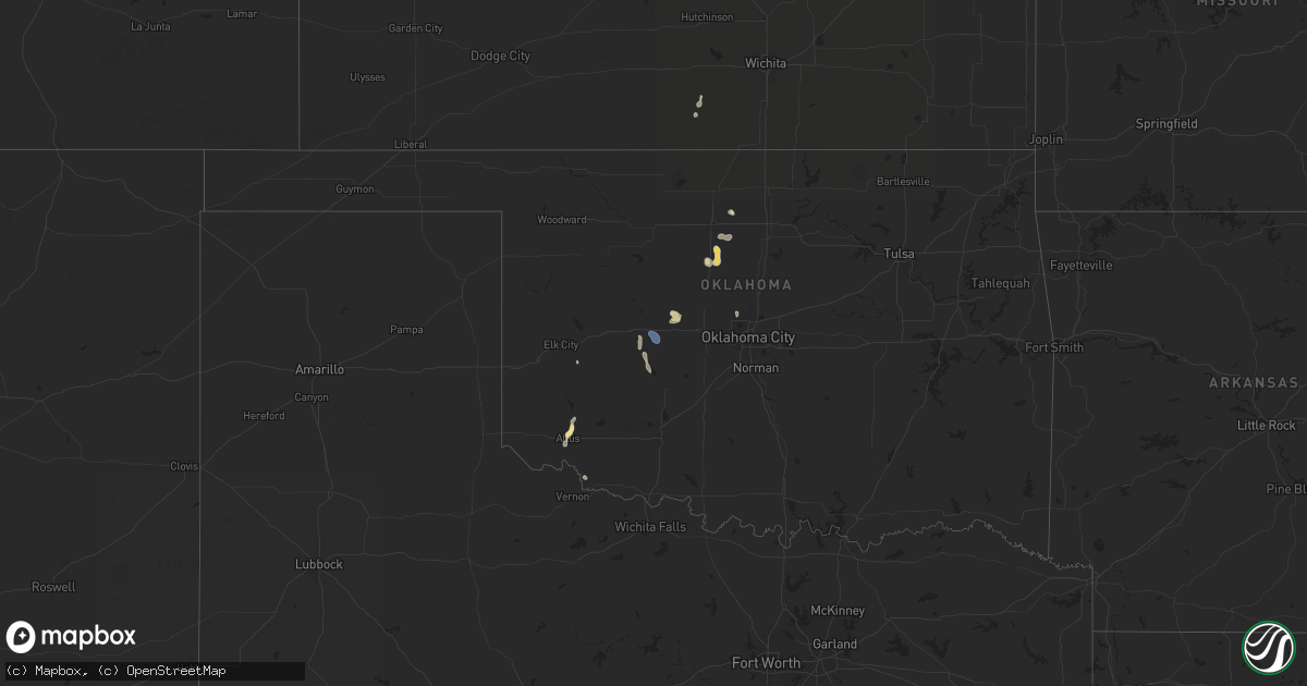 Hail map in Oklahoma on July 20, 2024