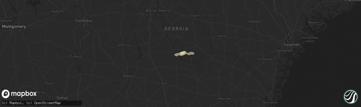 Hail map in Rhine, GA on July 20, 2024