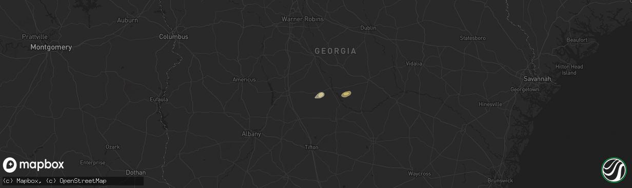 Hail map in Rochelle, GA on July 20, 2024