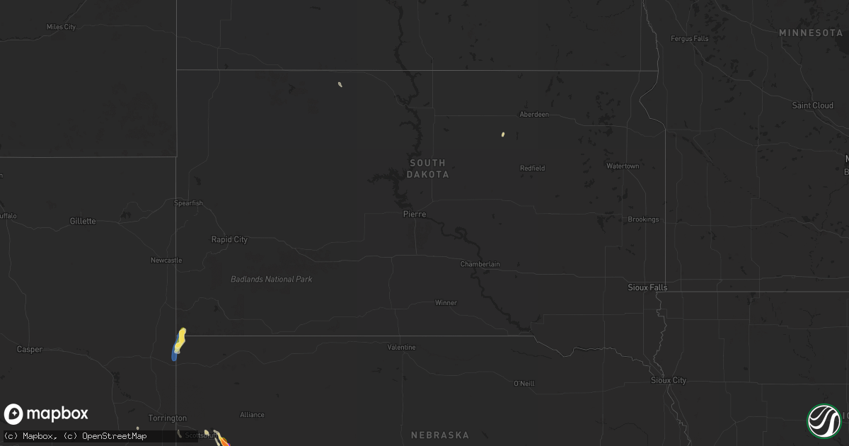 Hail map in South Dakota on July 20, 2024