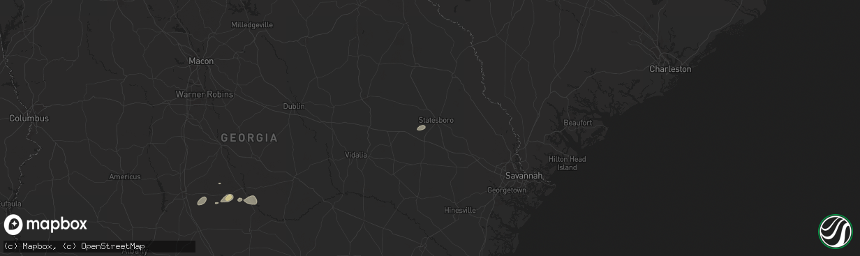 Hail map in Statesboro, GA on July 20, 2024