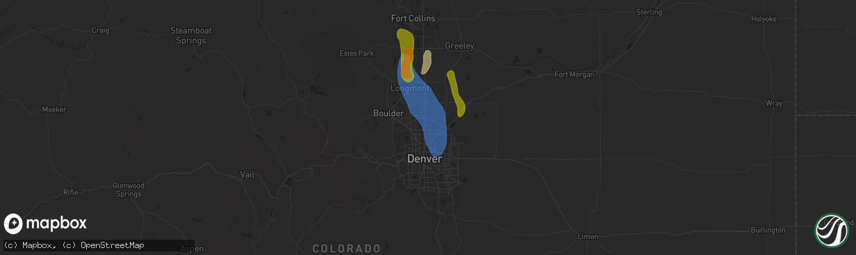 Hail map in Thornton, CO on July 20, 2024