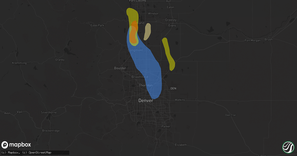 Hail map in Thornton, CO on July 20, 2024
