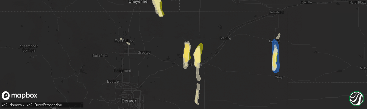 Hail map in Weldona, CO on July 20, 2024