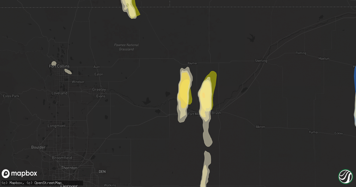 Hail map in Weldona, CO on July 20, 2024