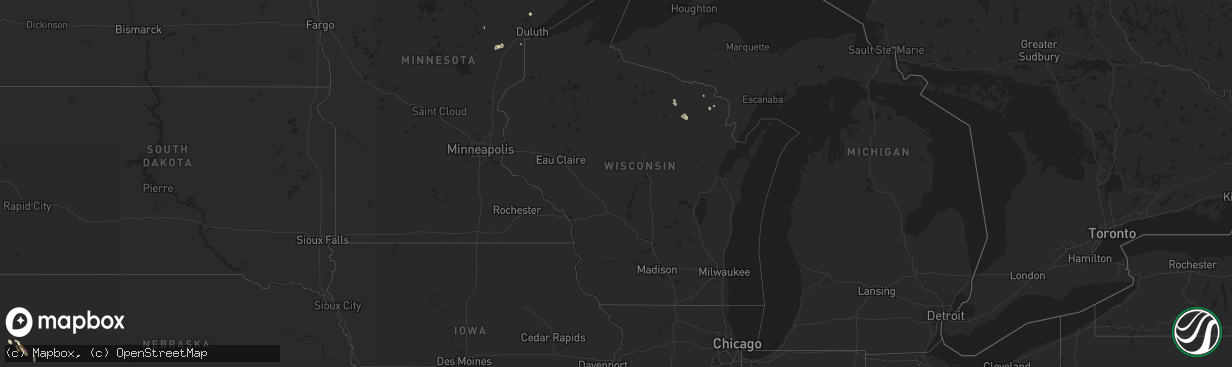 Hail map in Wisconsin on July 20, 2024