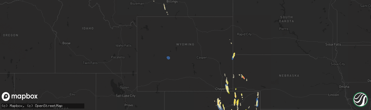 Hail map in Wyoming on July 20, 2024