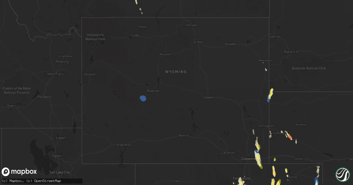 Hail map in Wyoming on July 20, 2024
