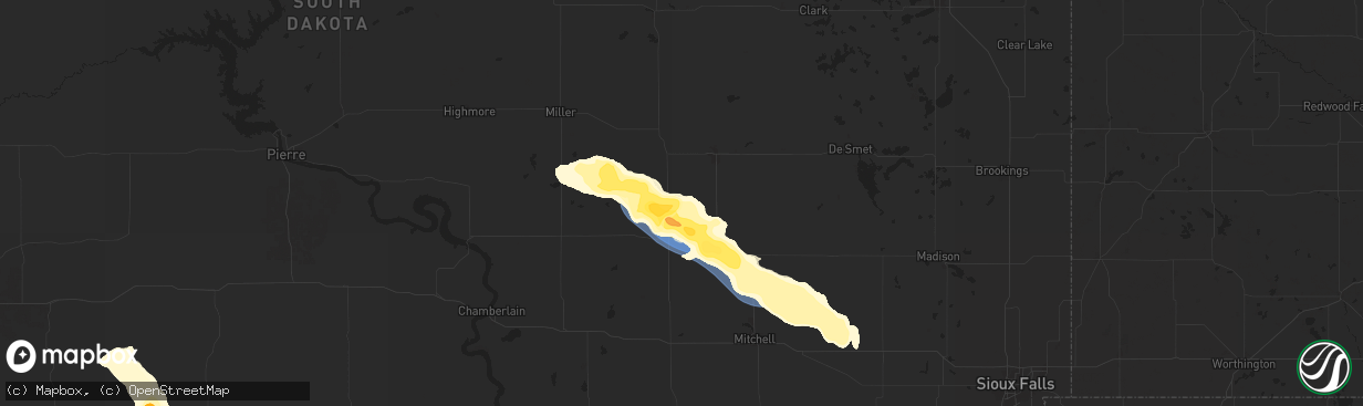 Hail map in Alpena, SD on July 20, 2025