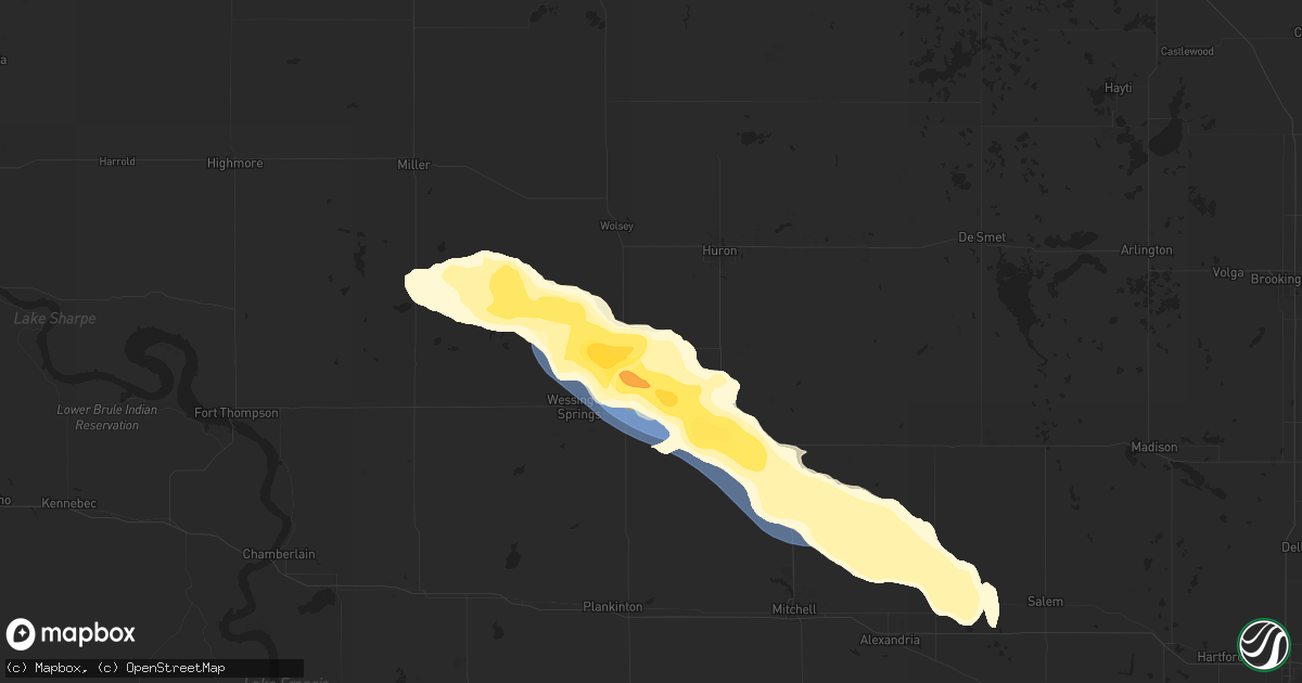 Hail map in Alpena, SD on July 20, 2025