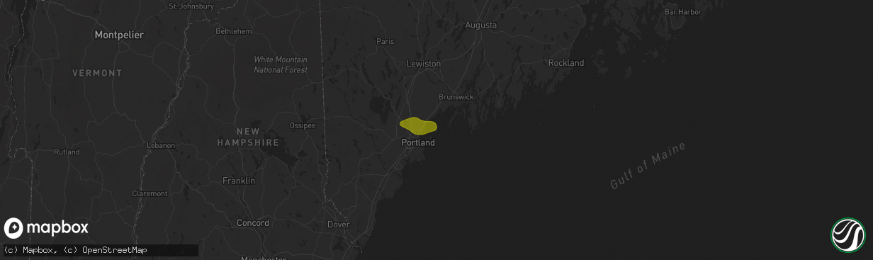 Hail map in Chebeague Island, ME on July 20, 2025
