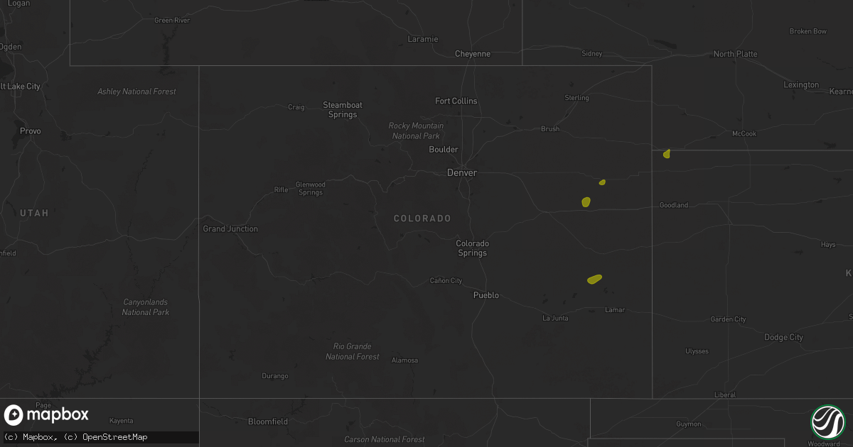 Hail map in Colorado on July 20, 2025