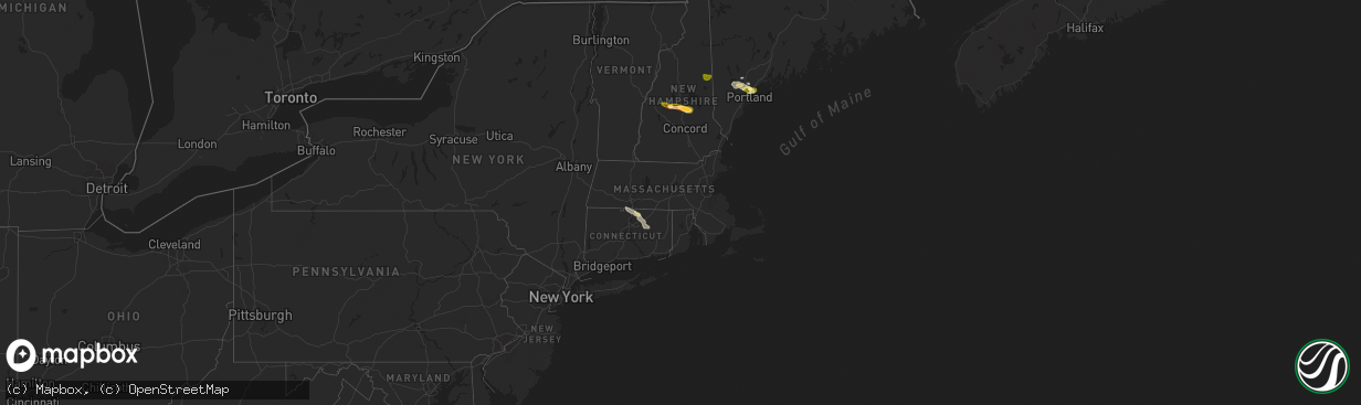 Hail map in Connecticut on July 20, 2025