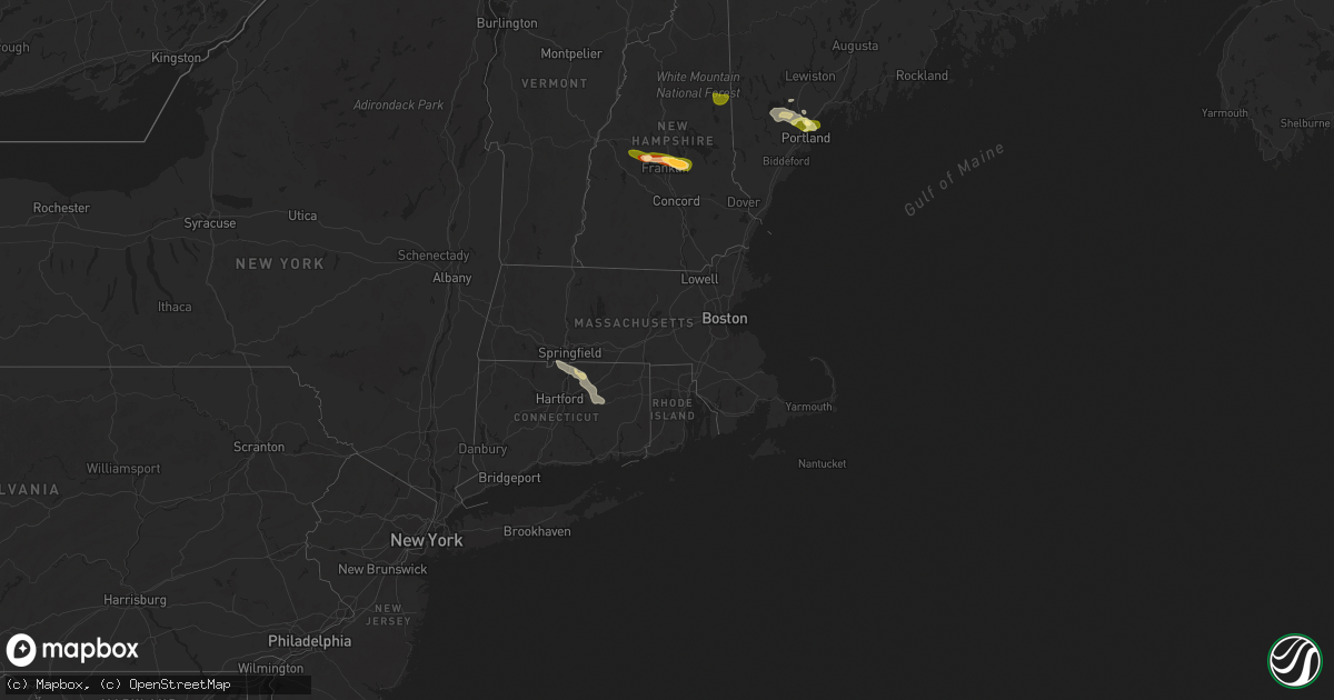 Hail map in Connecticut on July 20, 2025