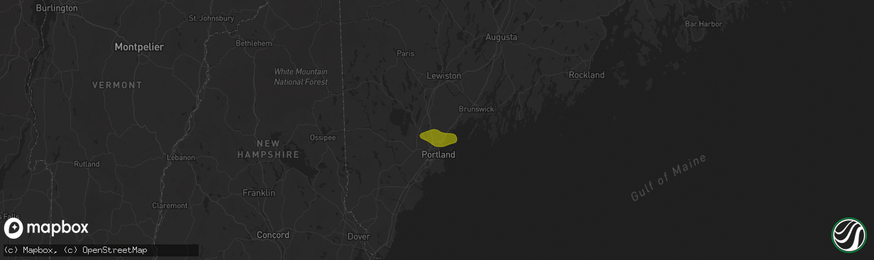 Hail map in Cumberland Center, ME on July 20, 2025
