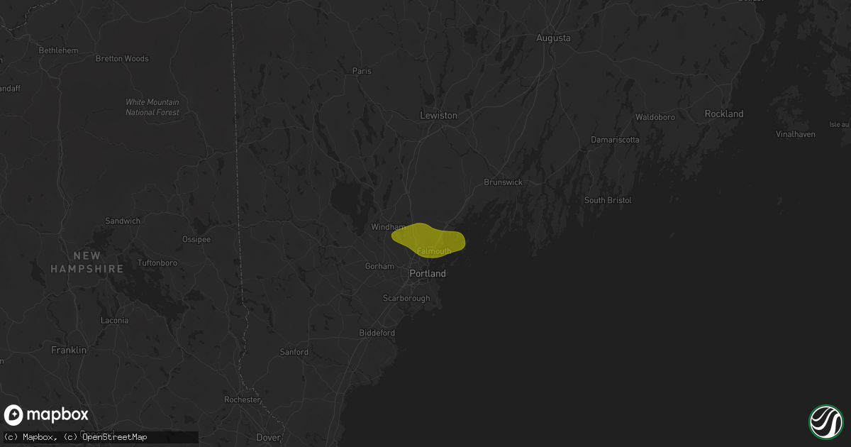Hail map in Cumberland Center, ME on July 20, 2025