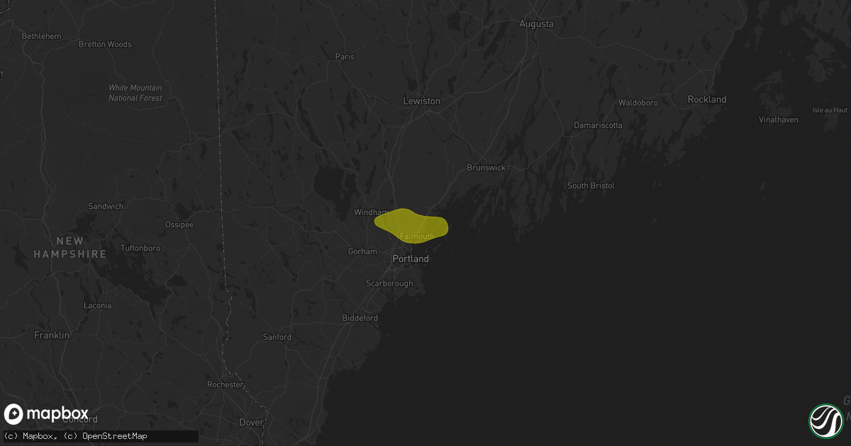 Hail map in Cumberland Foreside, ME on July 20, 2025