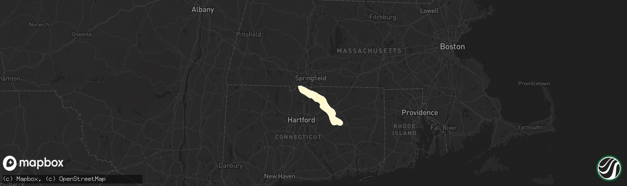 Hail map in Enfield, CT on July 20, 2025