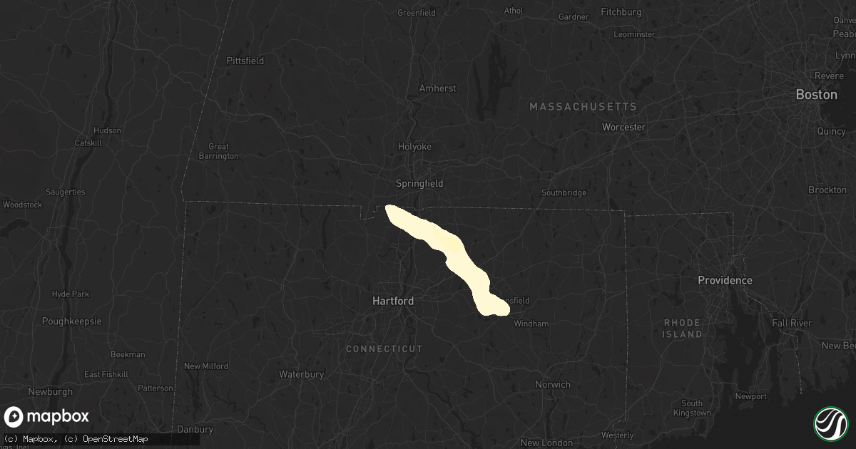 Hail map in Enfield, CT on July 20, 2025