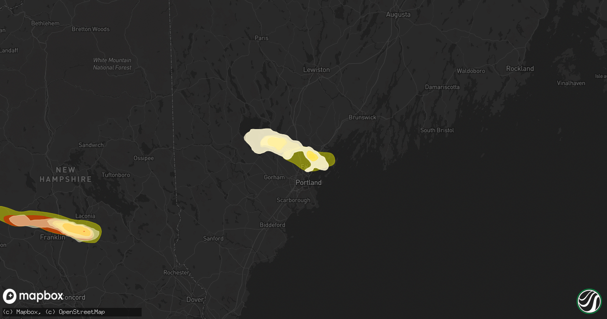 Hail map in Falmouth, ME on July 20, 2025