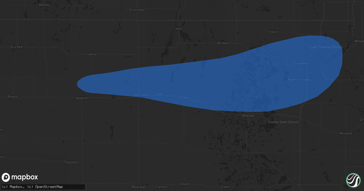 Hail map in Groton, SD on July 20, 2025