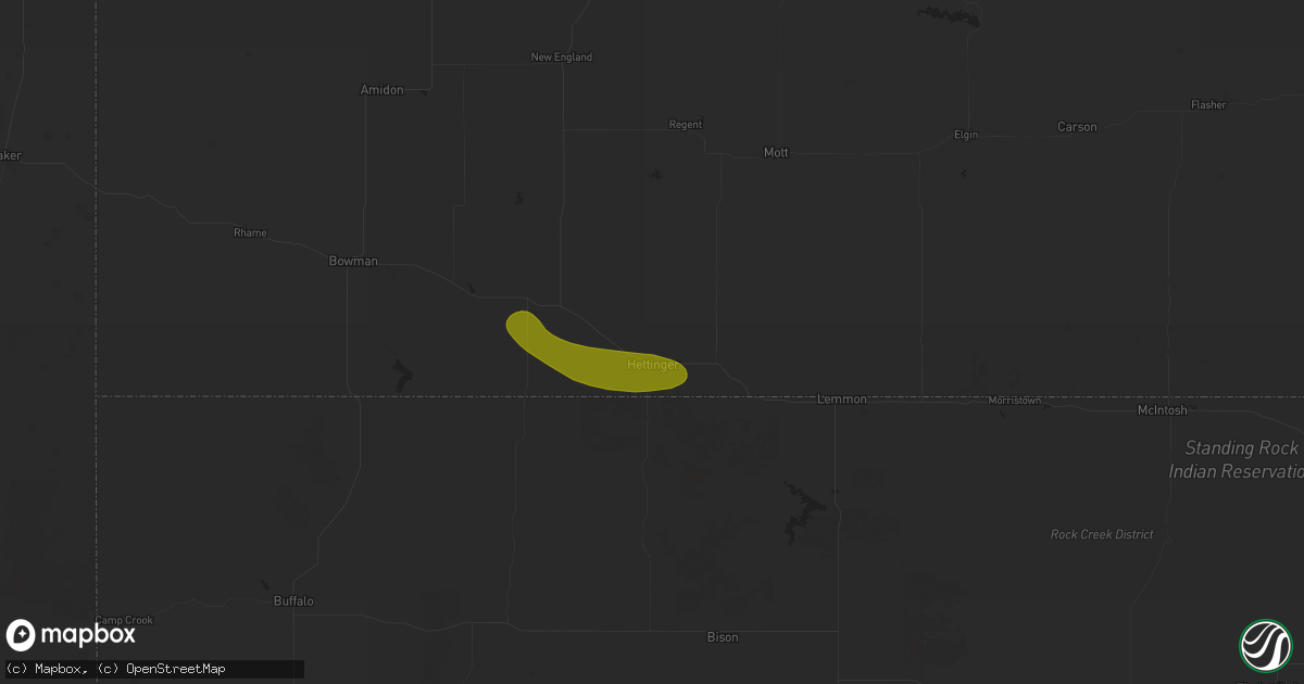 Hail map in Hettinger, ND on July 20, 2025