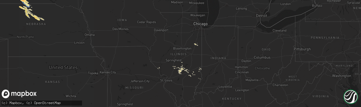 Hail map in Illinois on July 20, 2025