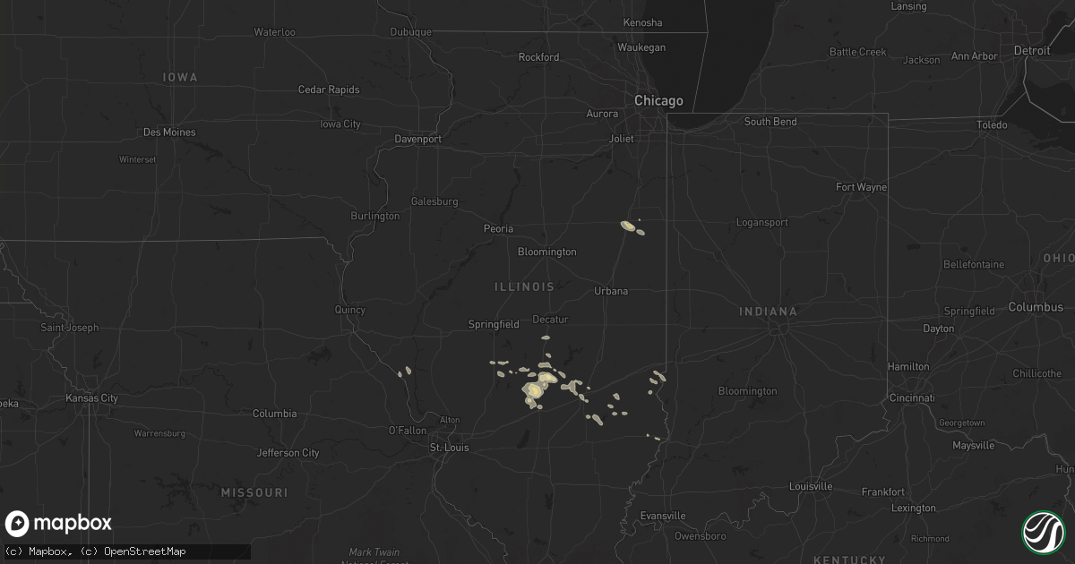 Hail map in Illinois on July 20, 2025