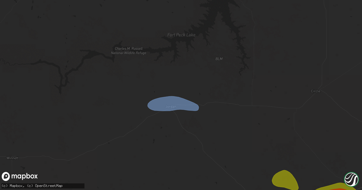 Hail map in Jordan, MT on July 20, 2025