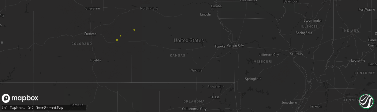 Hail map in Kansas on July 20, 2025