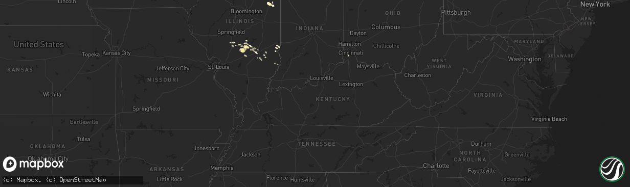 Hail map in Kentucky on July 20, 2025