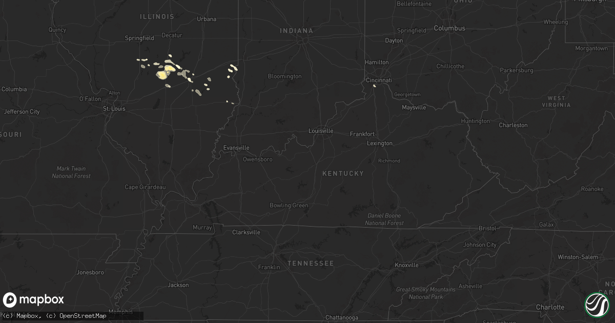 Hail map in Kentucky on July 20, 2025