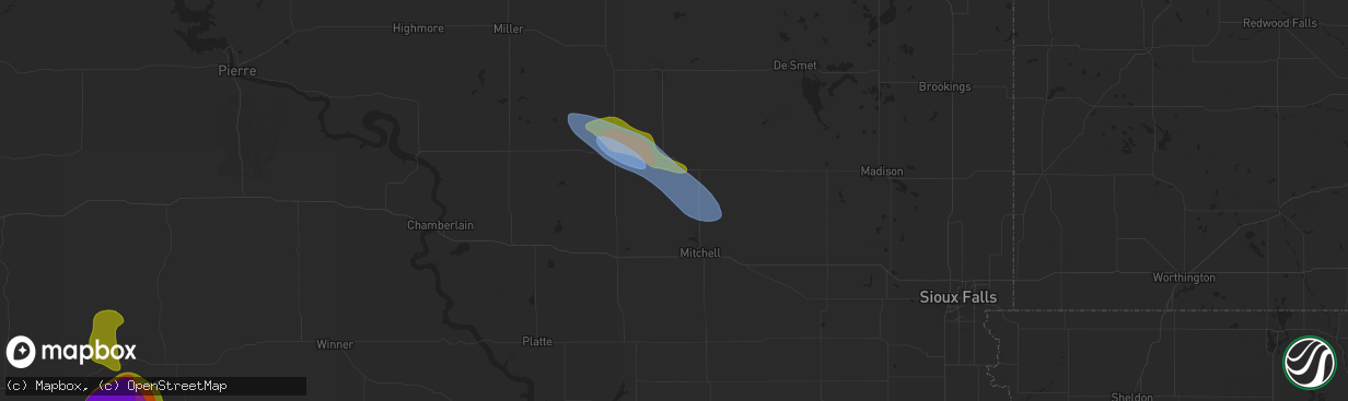 Hail map in Letcher, SD on July 20, 2025
