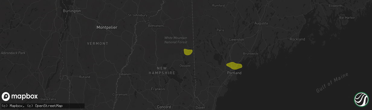 Hail map in Madison, NH on July 20, 2025