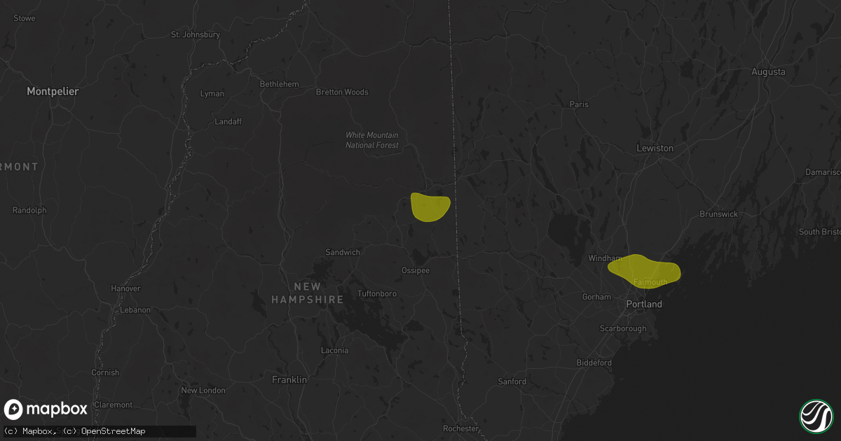 Hail map in Madison, NH on July 20, 2025