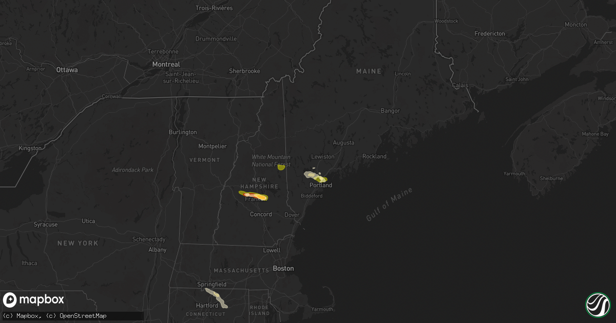 Hail map in Maine on July 20, 2025