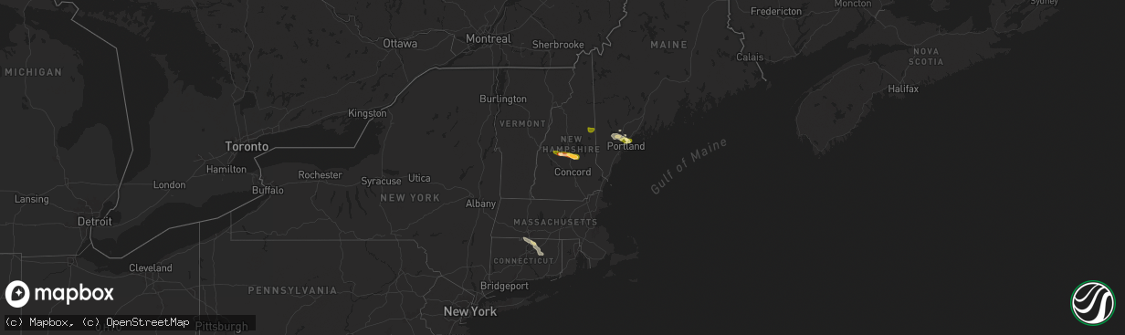 Hail map in New Hampshire on July 20, 2025