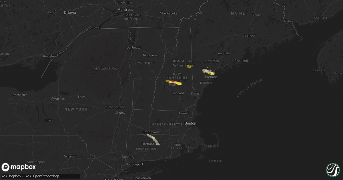 Hail map in New Hampshire on July 20, 2025