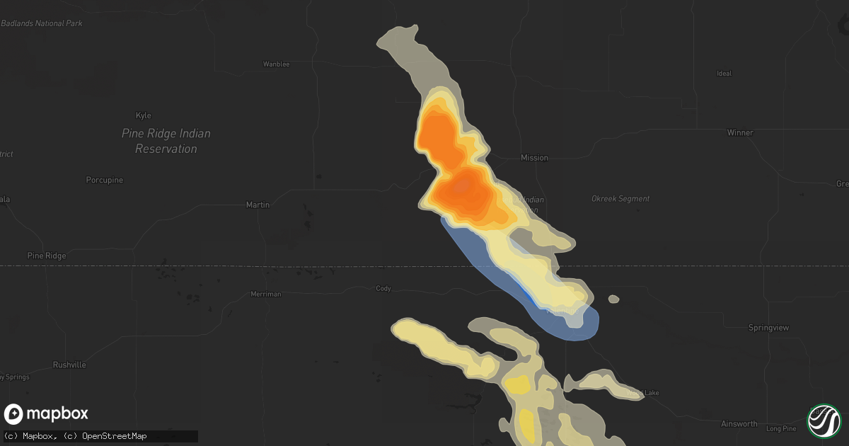 Hail map in Saint Francis, SD on July 20, 2025