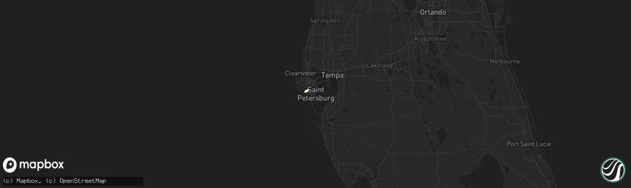 Hail map in Saint Petersburg, FL on July 20, 2025