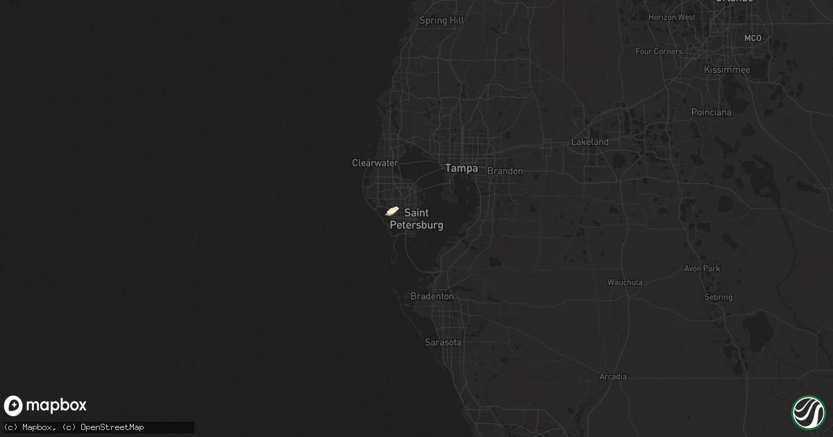 Hail map in Saint Petersburg, FL on July 20, 2025