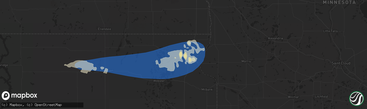 Hail map in Sisseton, SD on July 20, 2025