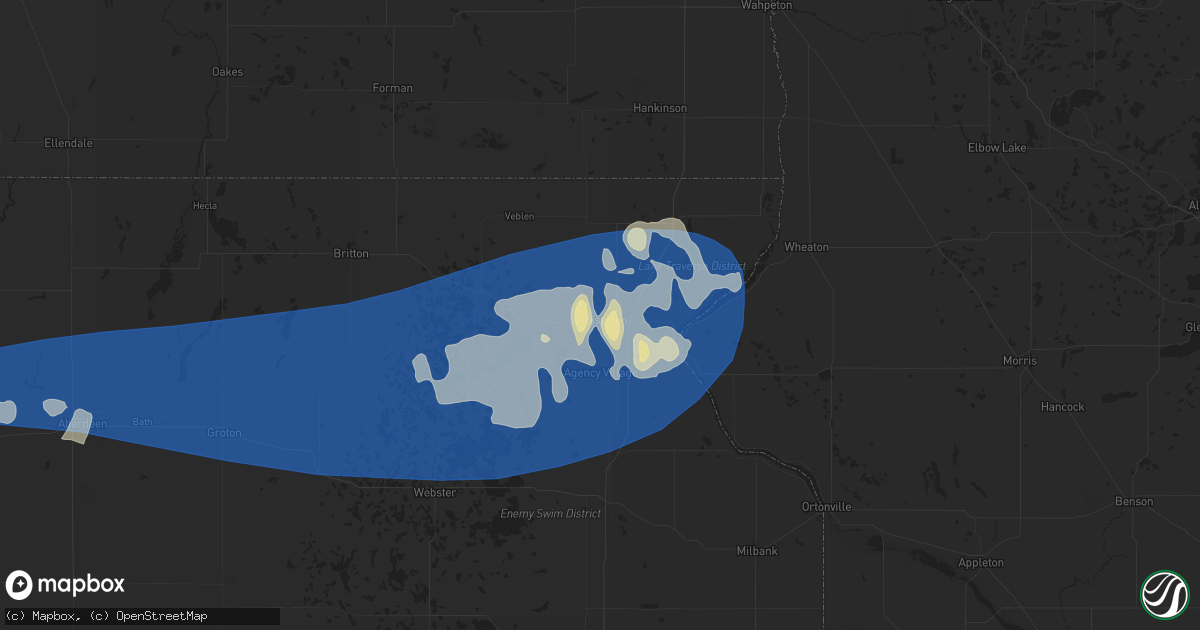 Hail map in Sisseton, SD on July 20, 2025