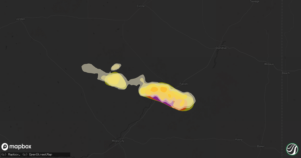 Hail map in Terry, MT on July 20, 2025