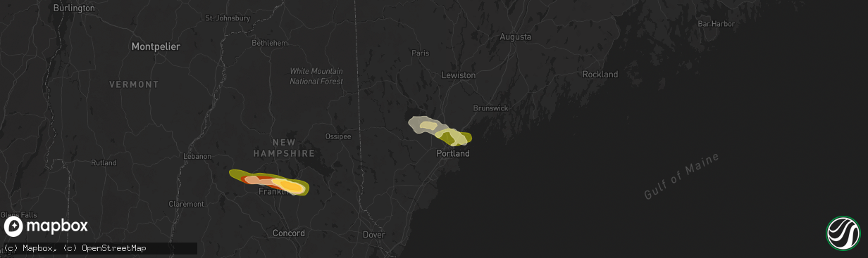 Hail map in Windham, ME on July 20, 2025